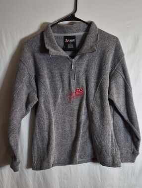 Nascar Gray Half-Zip Sweater with Red '88' Embroidery